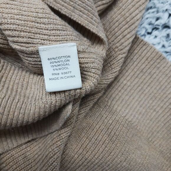 Stylus Women's Large Lightweight Cotton/ Nylon/Wool Tan/ Gray Sweater. - Picture 12 of 12